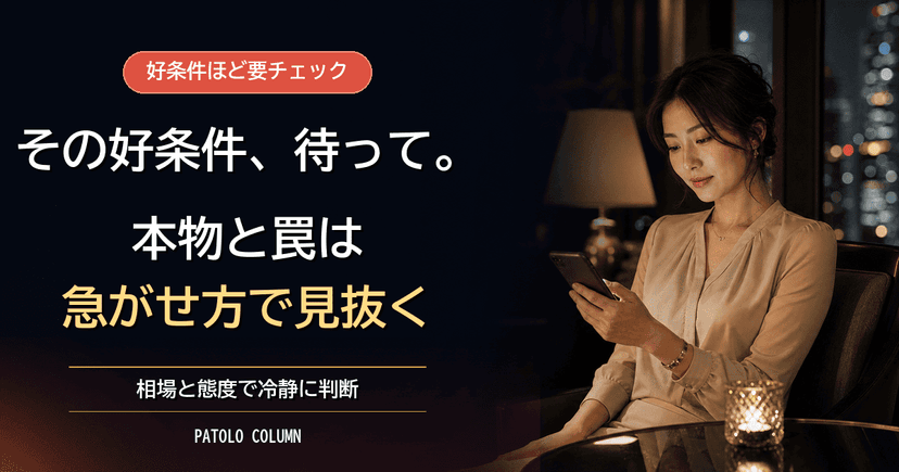 パパ活で条件が良すぎるのは危険？詐欺の見分け方と相場