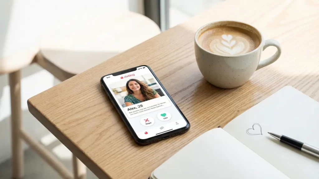 The screen of a dating app is displayed on a smartphone.