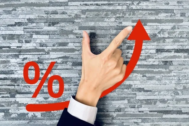 パーセントの記号と上昇矢印