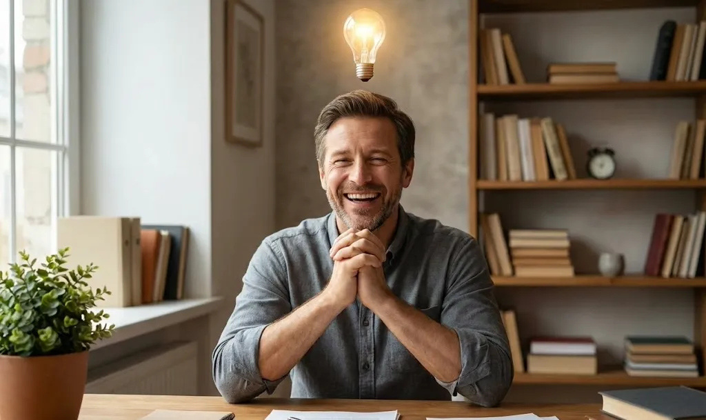 悩みが晴れた男性の顔