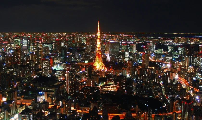 東京タワーが映った夜景