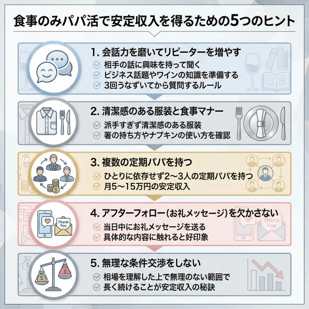 パパ活安定収入の5つのコツ