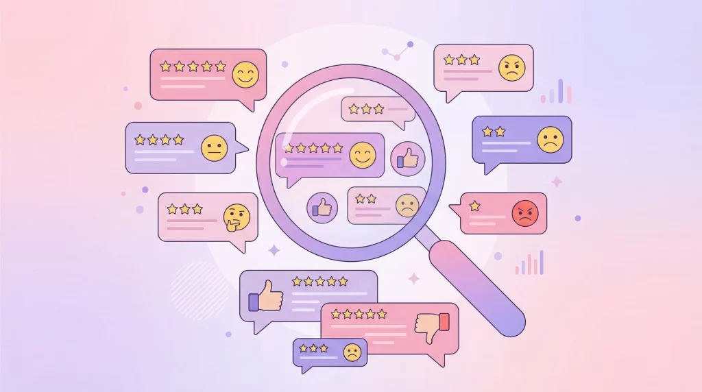 笑顔のアイコンやいいねアイコンが出ているイラスト