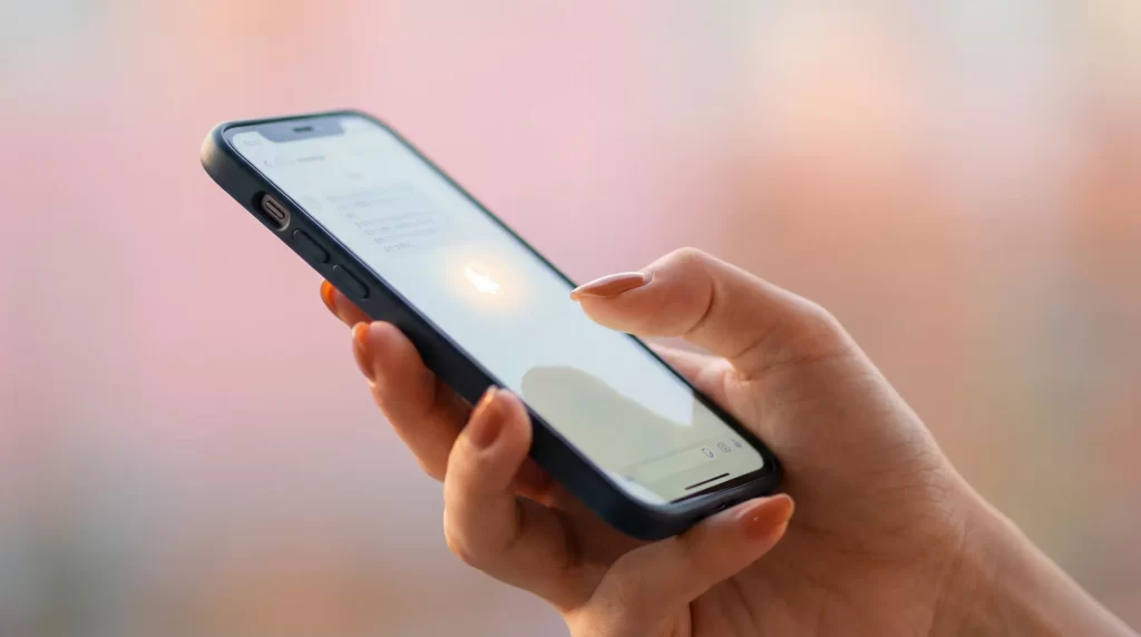 スマートフォンの画面にメッセージアプリが映っている様子