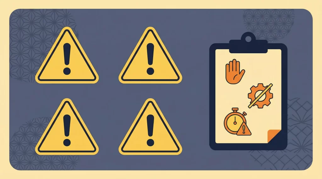 注意マークのアイコンとスマートフォン。