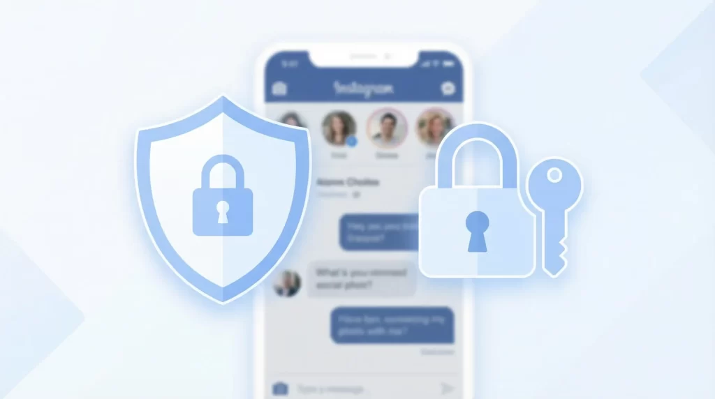 安全を象徴する盾のアイコンと鍵のアイコンが並ぶイメージ