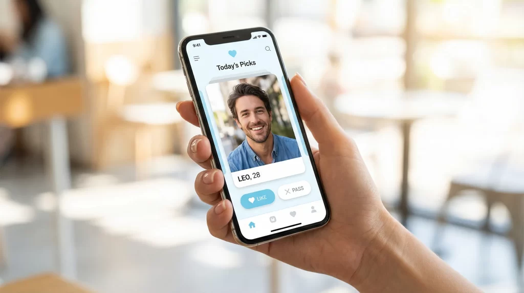 スマートフォンを手に持つ女性の手元