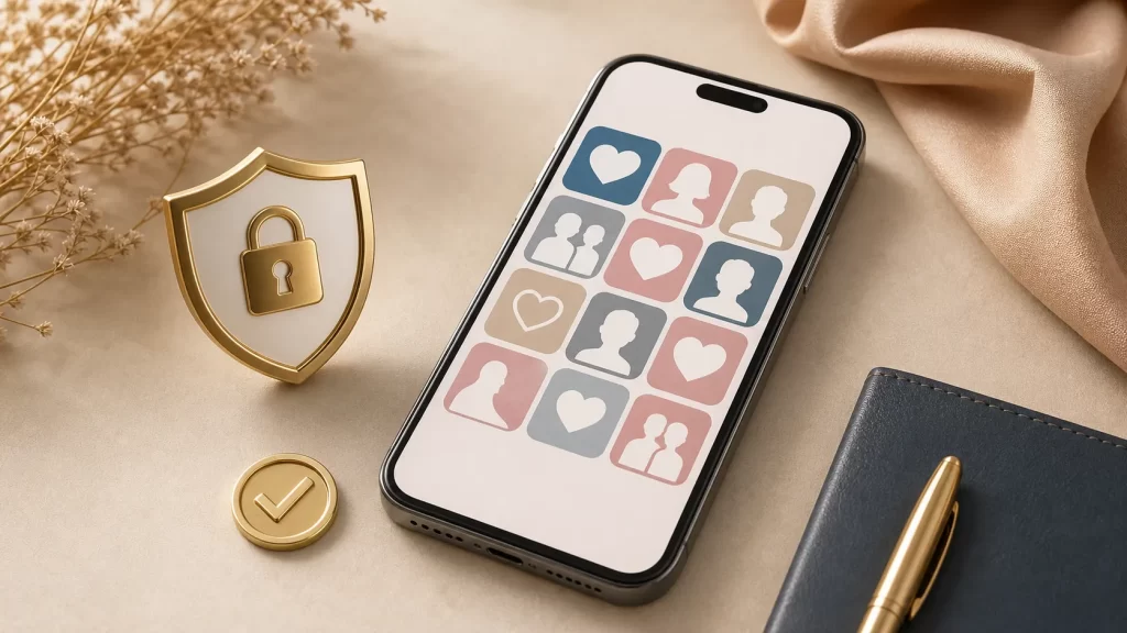 スマートフォンに表示されたパパ活アプリのアイコンが並んでいるイメージ。