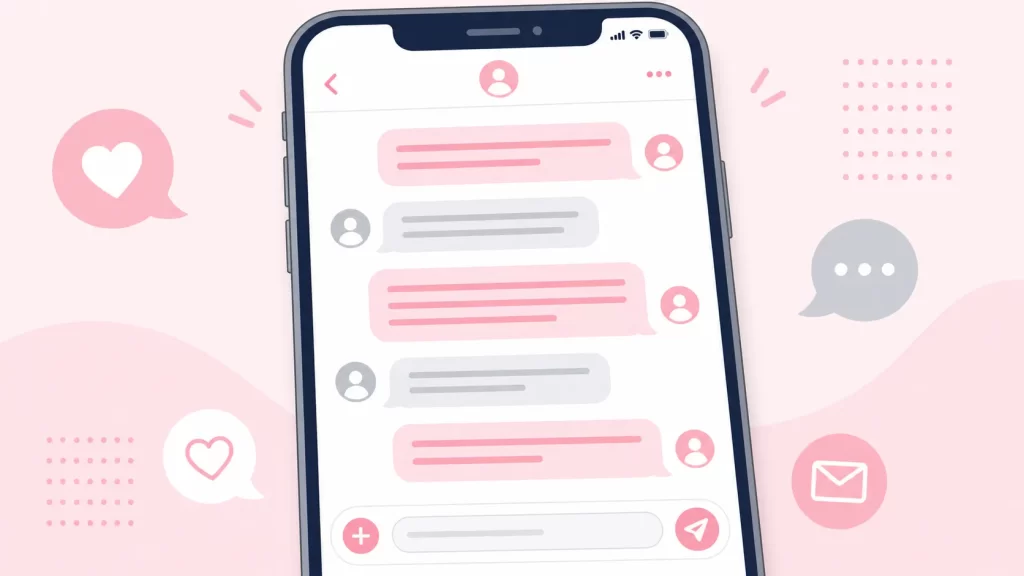 スマートフォンのメッセージアプリ風の吹き出しデザイン。